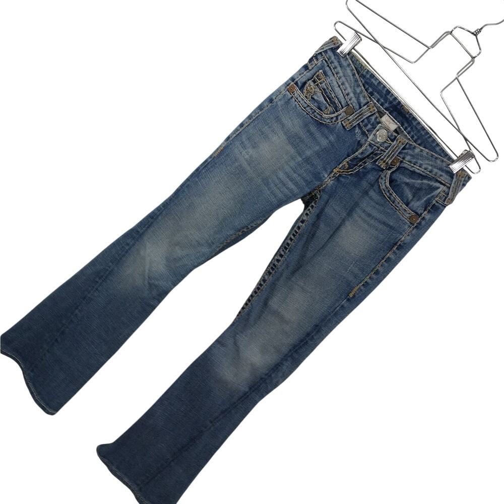 TRUE RELIGION! AWESOME BLUE FADE DENIM, CONTRAST STITCH FLAP POCKET JEANS!SZ 4/6 - Picture 15 of 16